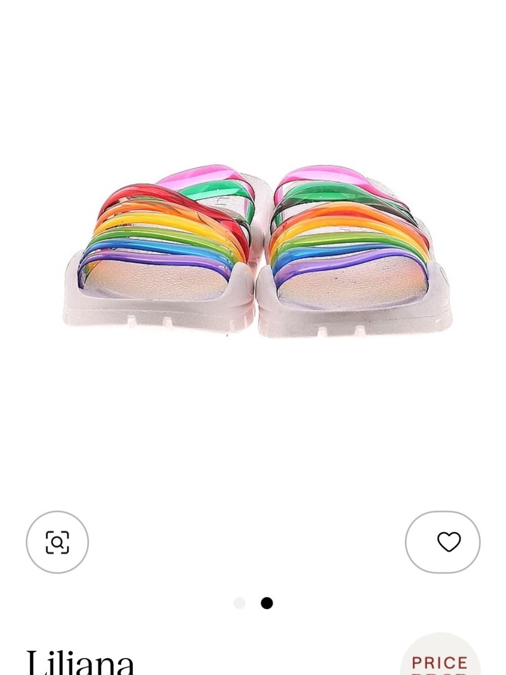 Liliana White Slide Sandals Rainbow Straps